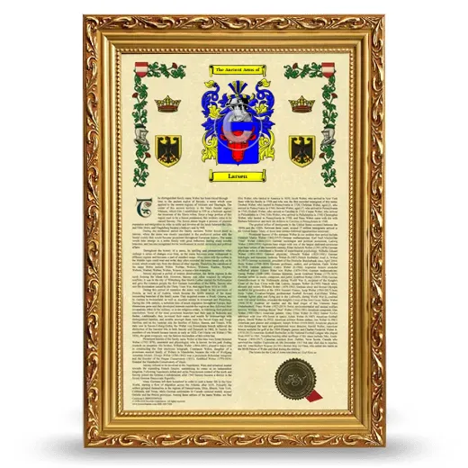 Larsen Armorial History Framed - Gold