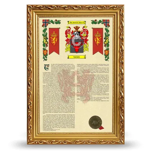 Larsen Armorial History Framed - Gold