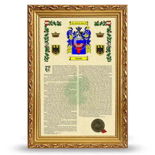 Larson Armorial History Framed - Gold