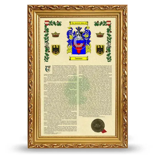 Larsson Armorial History Framed - Gold