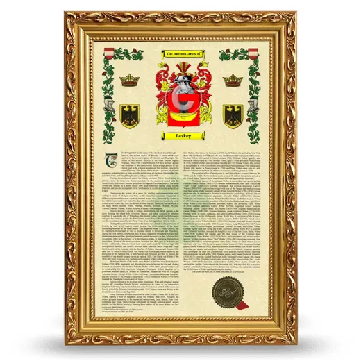Laskey Armorial History Framed - Gold