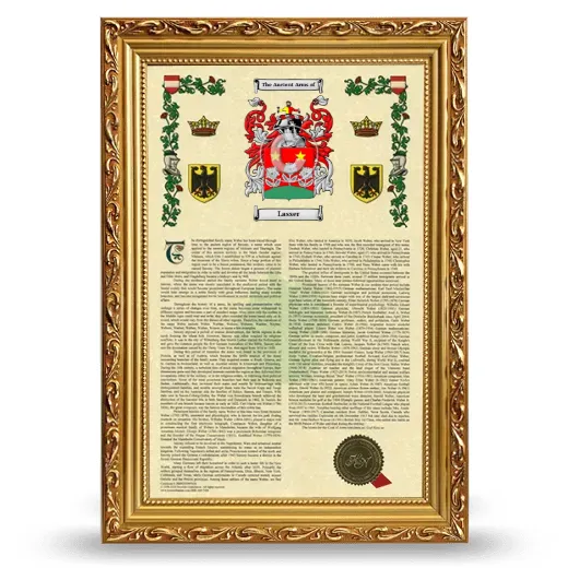 Lasser Armorial History Framed - Gold