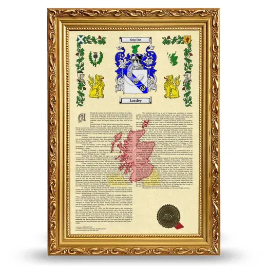 Lassley Armorial History Framed - Gold