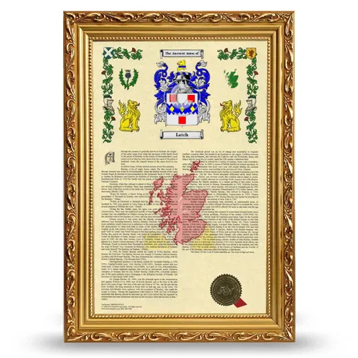 Latch Armorial History Framed - Gold