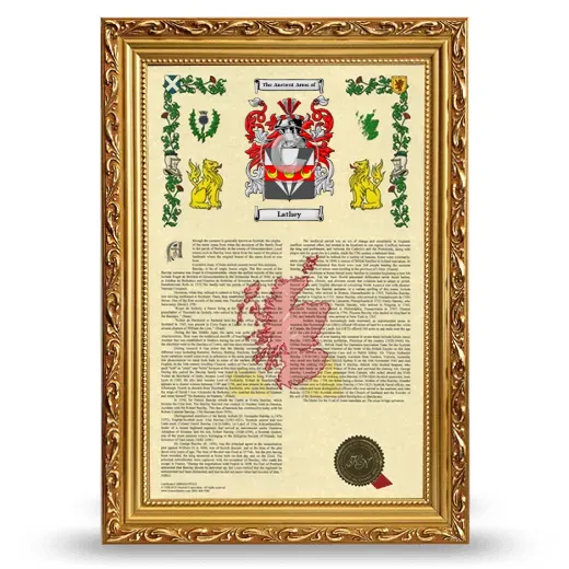 Lathey Armorial History Framed - Gold