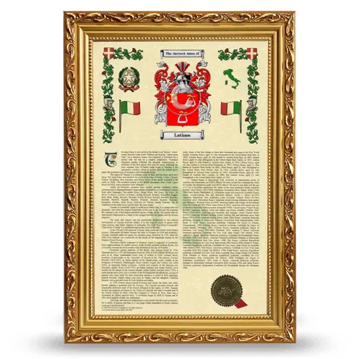 Latinos Armorial History Framed - Gold