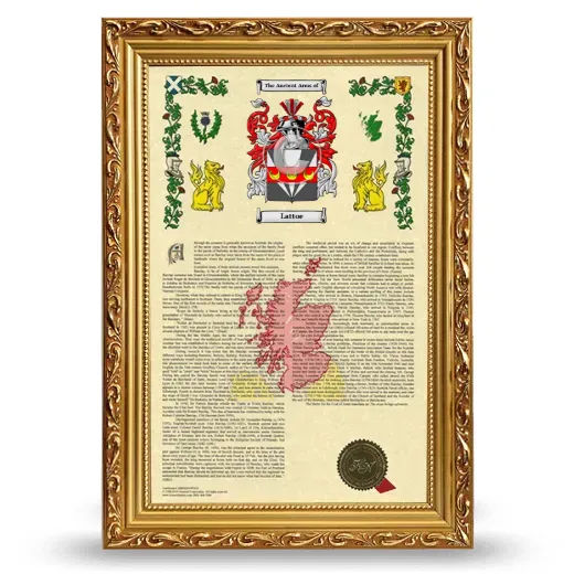 Lattoe Armorial History Framed - Gold