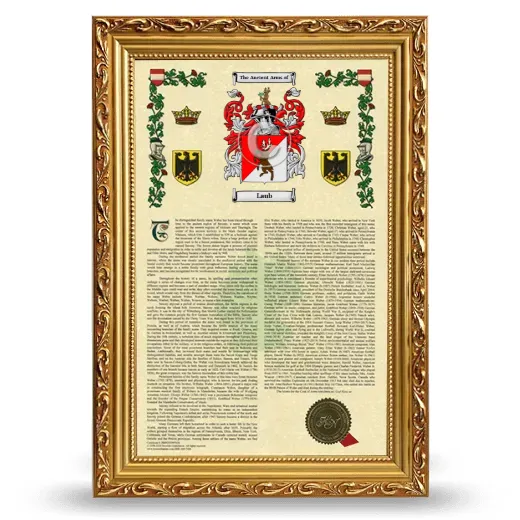 Laub Armorial History Framed - Gold