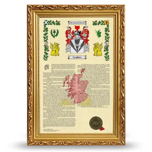 Laughner Armorial History Framed - Gold