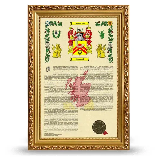 Laurend Armorial History Framed - Gold