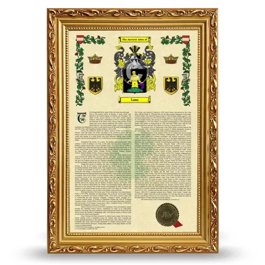 Laus Armorial History Framed - Gold