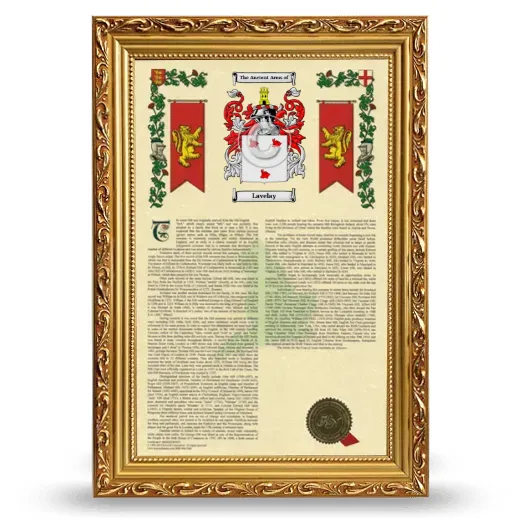 Lavelay Armorial History Framed - Gold