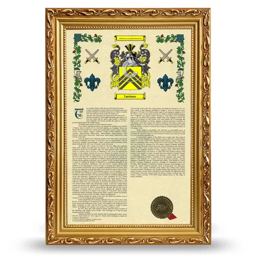 Lavison Armorial History Framed - Gold