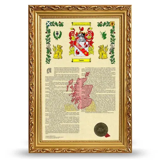 Laws Armorial History Framed - Gold