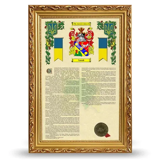 Lazak Armorial History Framed - Gold