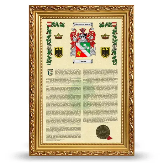 Lazore Armorial History Framed - Gold
