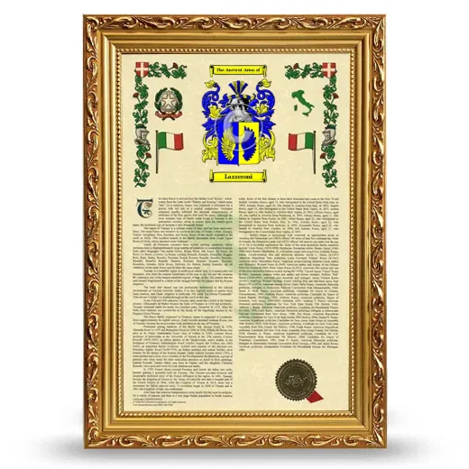 Lazzeroni Armorial History Framed - Gold