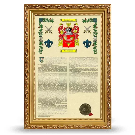 Le bouvier Armorial History Framed - Gold