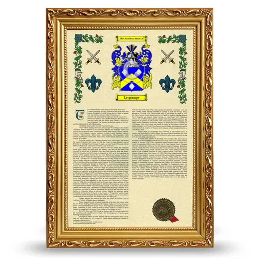 Le grange Armorial History Framed - Gold