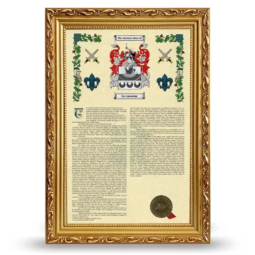 Le vasseur Armorial History Framed - Gold