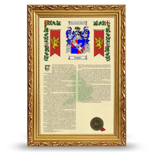Le'grys Armorial History Framed - Gold