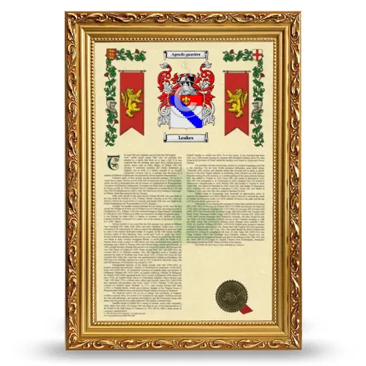 Leakes Armorial History Framed - Gold