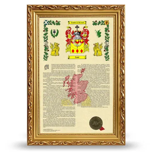 Leat Armorial History Framed - Gold