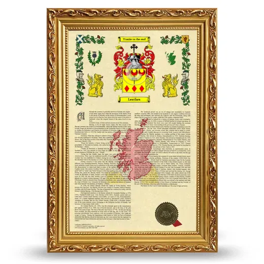 Leathes Armorial History Framed - Gold