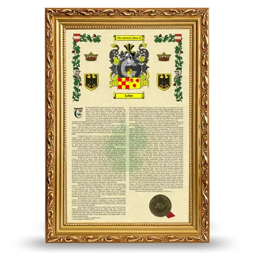 Leber Armorial History Framed - Gold