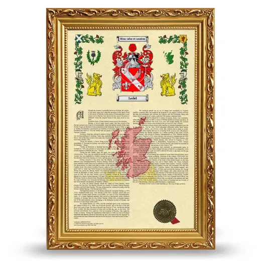Ledel Armorial History Framed - Gold