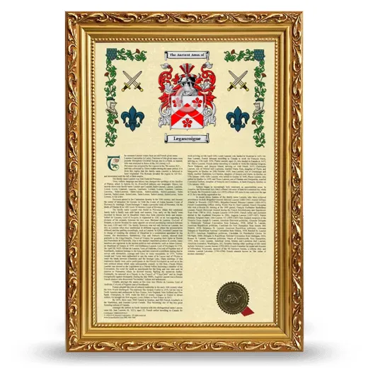 Legascoigne Armorial History Framed - Gold