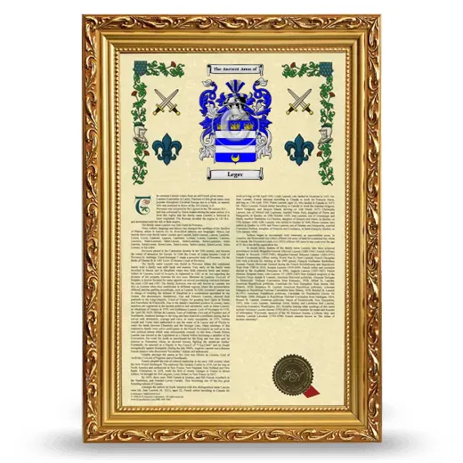 Leger Armorial History Framed - Gold