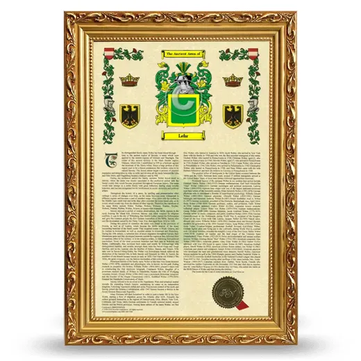 Lehr Armorial History Framed - Gold