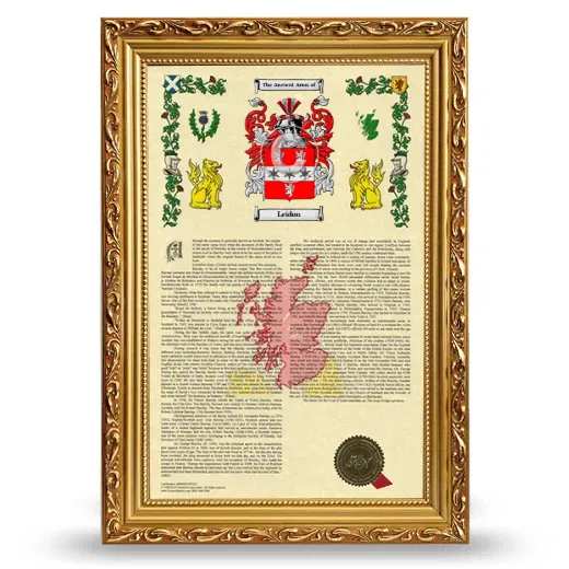 Leidon Armorial History Framed - Gold
