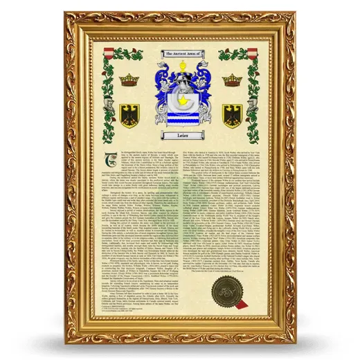 Leier Armorial History Framed - Gold