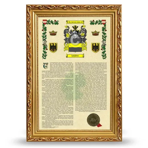 Leinfver Armorial History Framed - Gold