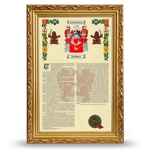 Leitchman Armorial History Framed - Gold