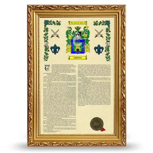 Lejairma Armorial History Framed - Gold