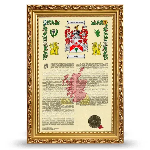 Leky Armorial History Framed - Gold