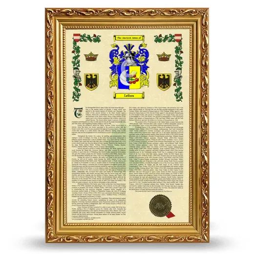 Leliwa Armorial History Framed - Gold
