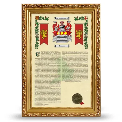 Lemass Armorial History Framed - Gold