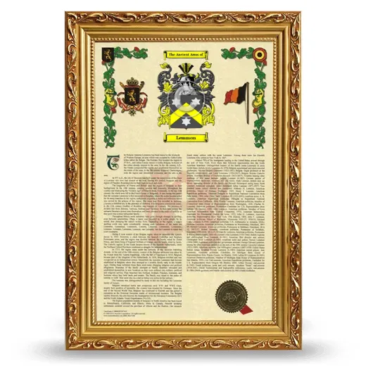 Lemmon Armorial History Framed - Gold