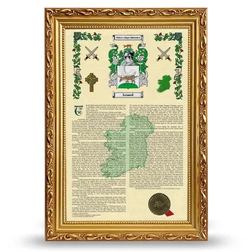 Lenard Armorial History Framed - Gold