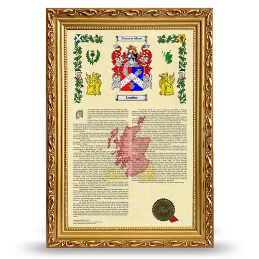 Lenden Armorial History Framed - Gold