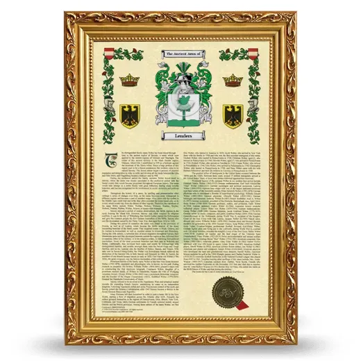 Lenders Armorial History Framed - Gold