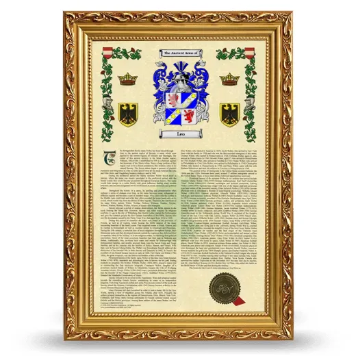 Leo Armorial History Framed - Gold