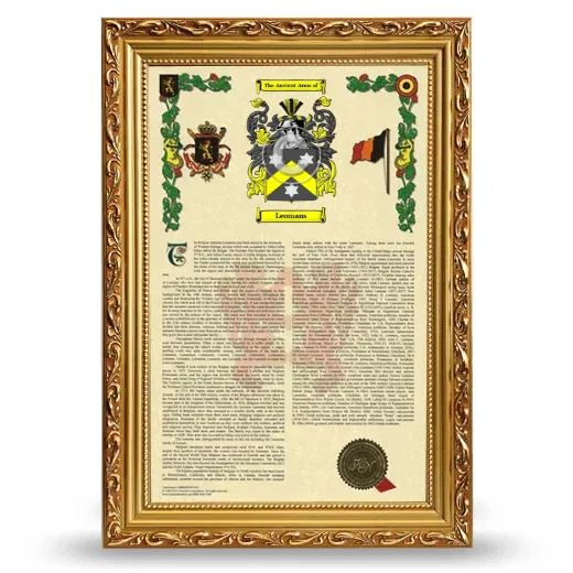 Leomans Armorial History Framed - Gold