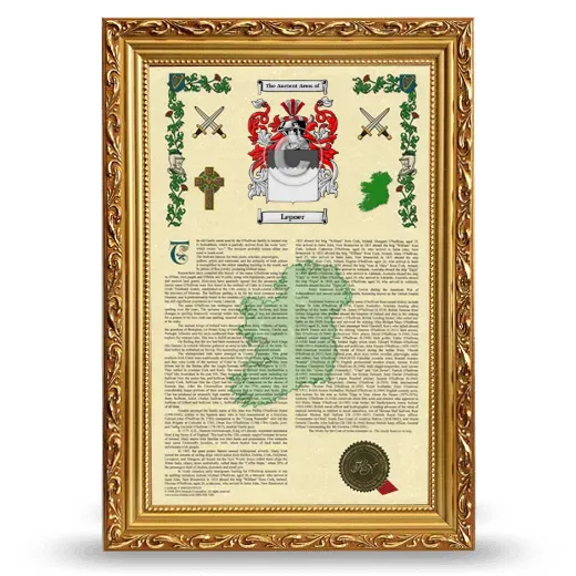 Lepoer Armorial History Framed - Gold