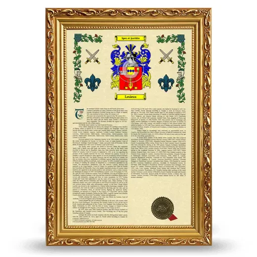 Lesieux Armorial History Framed - Gold