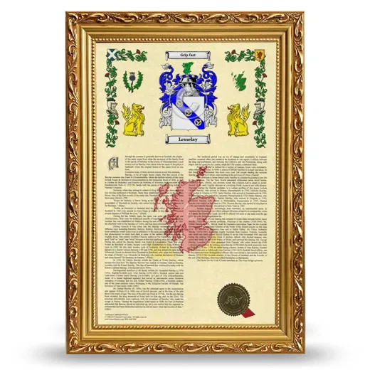 Lesselay Armorial History Framed - Gold